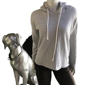 O’Neill Gray White Striped Hooded Top Women's Size Small